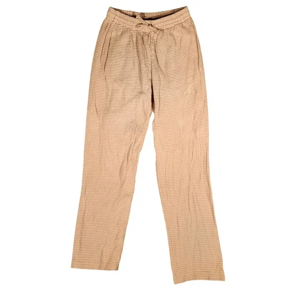 Adidas Waffle Knit‎ Pants Mens Small Tan Excellent Drawstring Joggers JL6556