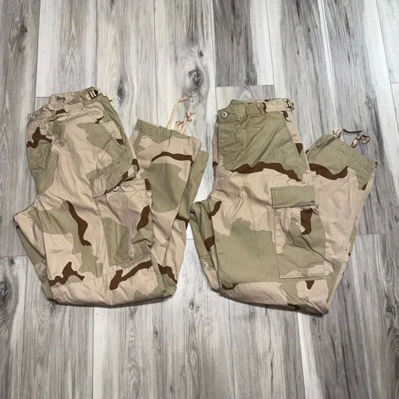 2X USGI 3 Color Desert Camo Combat Pants Medium Long Ripstop 8415-01-327-5336