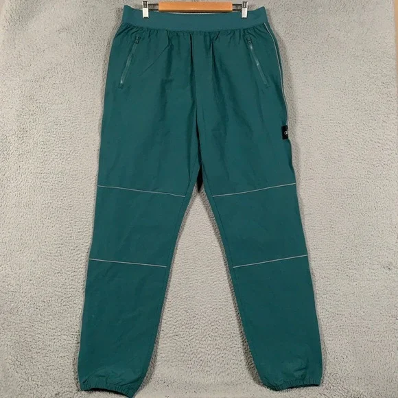 Alo Yoga High-Performance Track Pants Men XL Teal Green Reflective Jogger Active