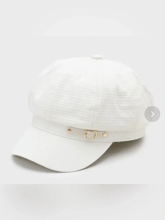 NEW Natural Textured Newsboy Cap with Gold Accent