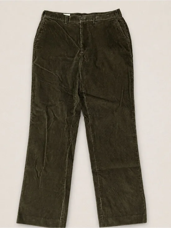 Orvis Men’s 36 Dark Olive Green Corduroy Pants Classic Straight Leg Cotton