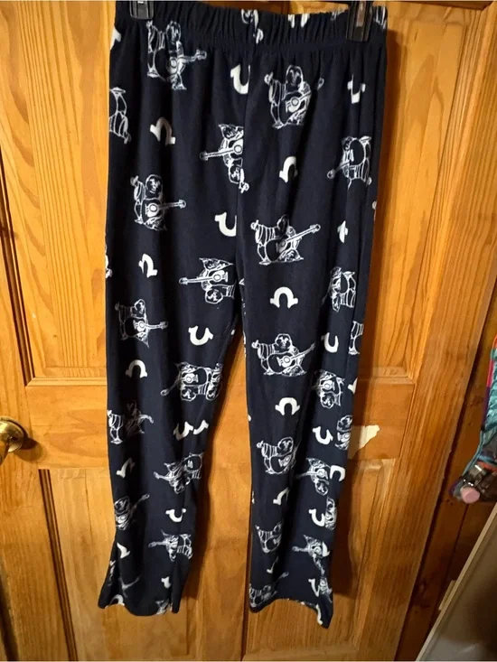 Kids Navy Blue Printed Pajama Pants