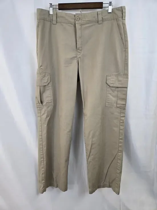Dickies Cargo Pants Mens 36x32 Beige Regular Straight Canvas Workwear Utility