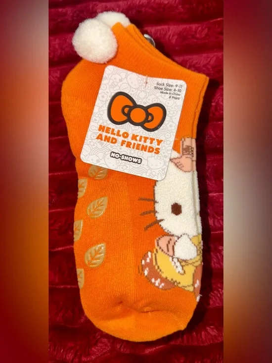 Hello Kitty And Friends Orange No-Show Socks 4 Pairs