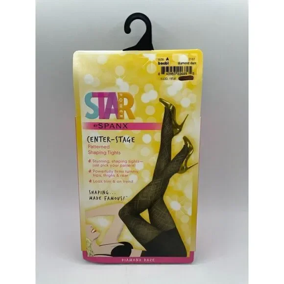 SPANX Star Power Diamond Daze Center Stage Patterned Shaping Tights Black Size A