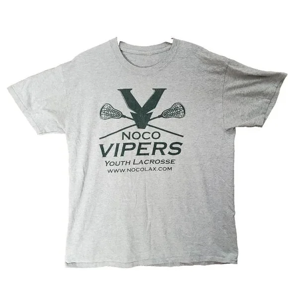NOCO Vipers Youth Lacrosse Shirt Gray Short Sleeve T-Shirt Medium M Boys Kids