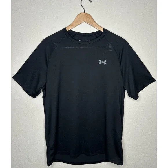 Under Armour Mens Size Large THE TECH TEE Black Training Athletic Workout Shirt