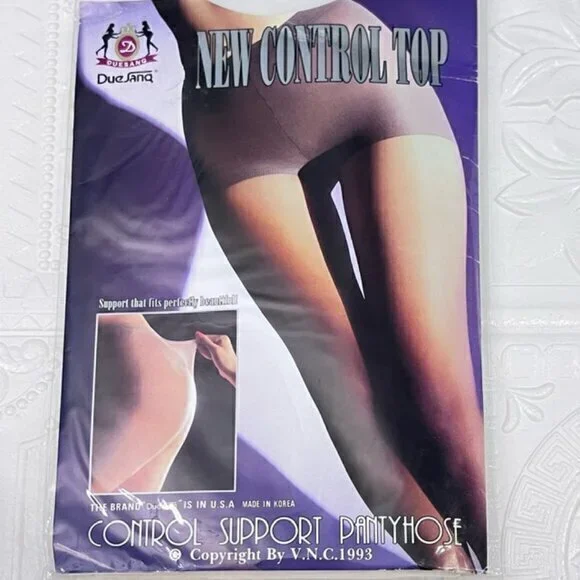 Control Top Support Pantyhose One Size WHITE Nylon‎ Lycra Dressy VINTAGE NEW