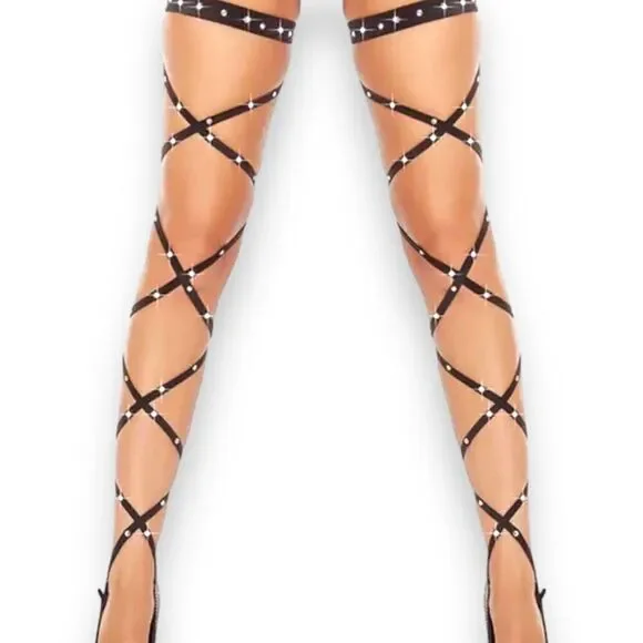 Black Diamond Studded Leg Wraps NEW