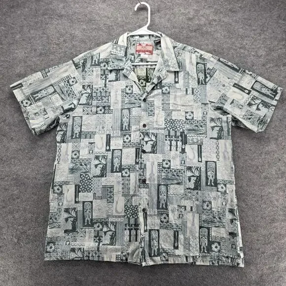 RJC Shirt Mens XL Green Graphic Short Sleeve Button Up Relaxed Fit Hawaiian