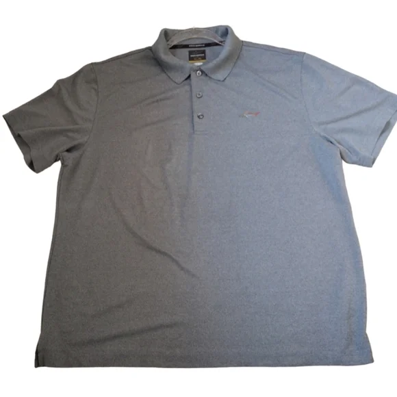 Greg‎ Norman Polo Shirt Men Large Gray Golf Short Sleeves Logo Sporty Casual