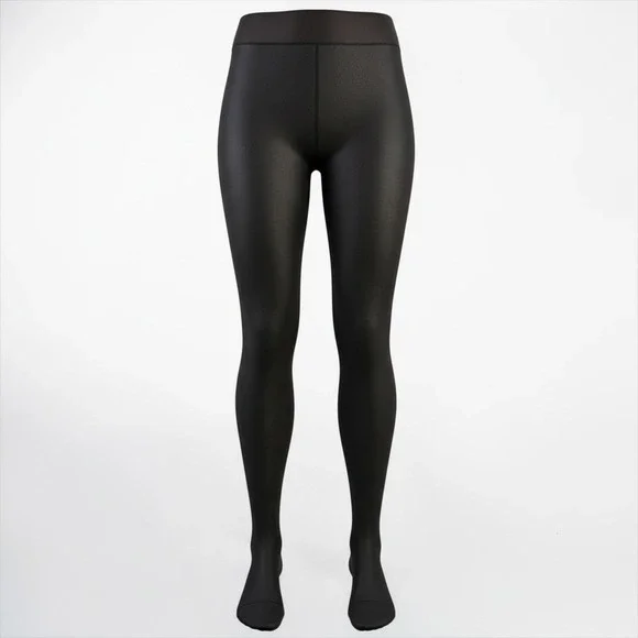 Black‎ Fleece Lined Tights High Waisted Thermal Footed Leggings S/M DDK-324