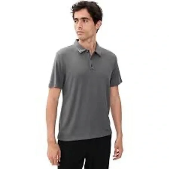 Theory Mens XXL Polo Shirt Grey Navy Micro Stripe Short Sleeve Knit‎ Top