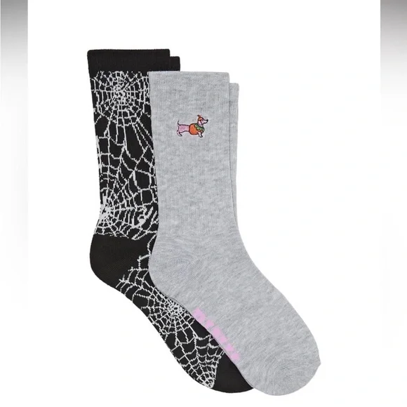 PINK Victoria's Secret Black and Gray Web Design Socks