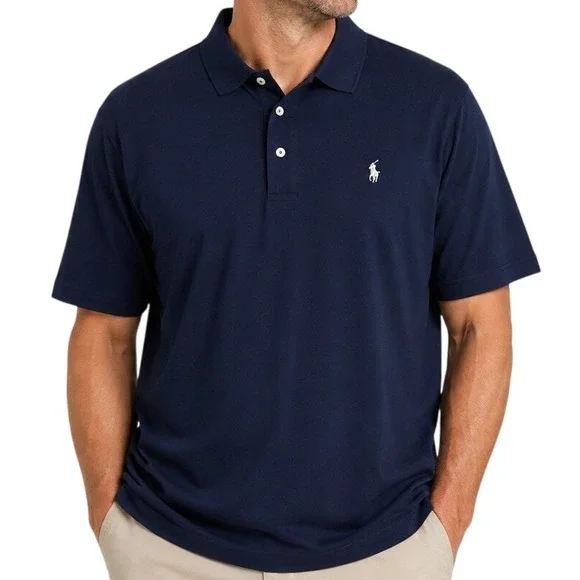 Polo Golf Ralph Lauren Navy Blue Pima Cotton Short Sleeve Polo Shirt Men's XL