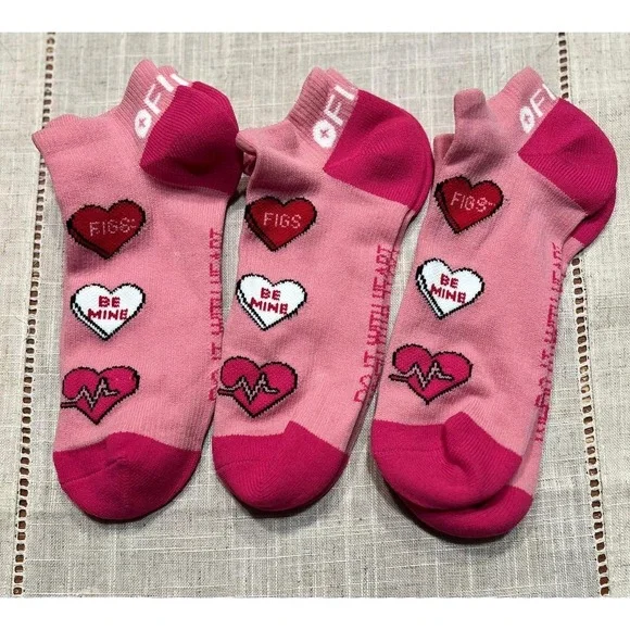 FIGS Ankle Socks Be Mine Lot of 3 Pairs Large NWOT