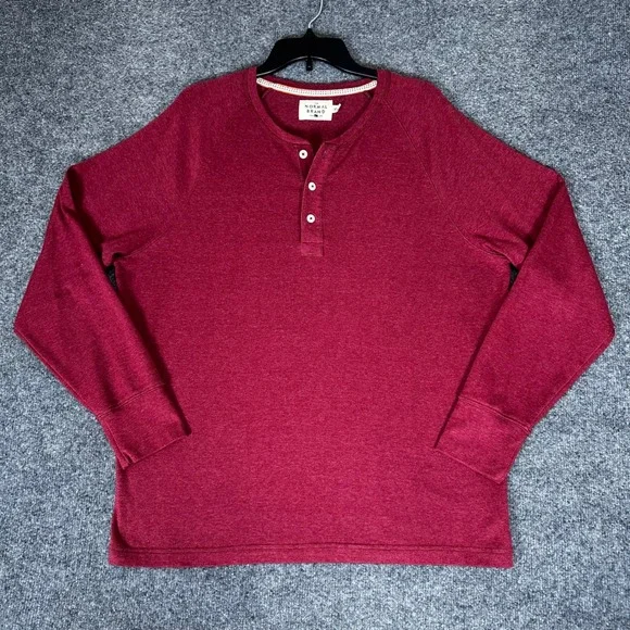 The Normal Brand Henley Shirt Mens XL Red Long Sleeve Cotton Casual Pullover Top