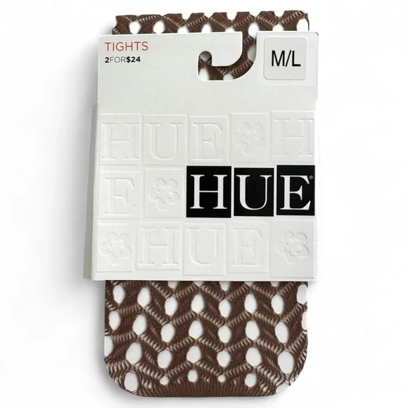 HUE Openwork Net Tights Size‎ Medium - Large Auburn New