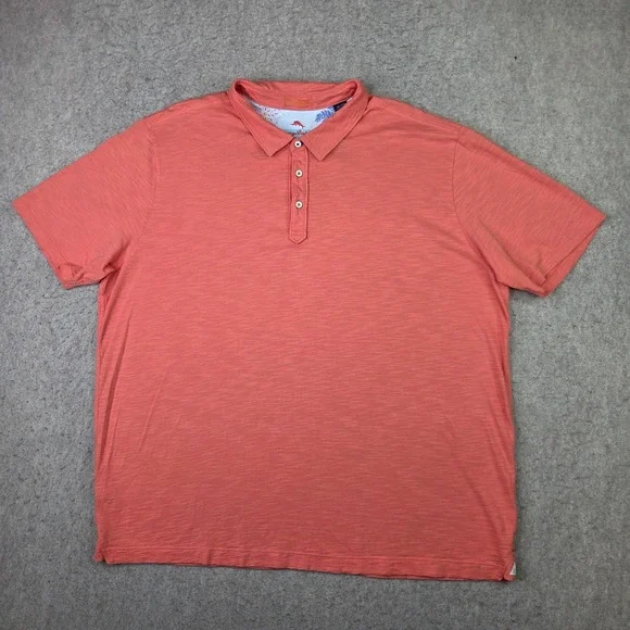 Tommy Bahama Pima Cotton Polo Shirt Mens 3XL Orange Short Sleeve Lightweight