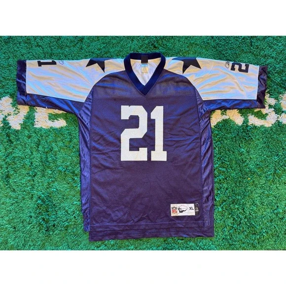 Reebok‎ NFL Jersey Mens XL Blue Excellent Deion Sanders Dallas Cowboys Throwback
