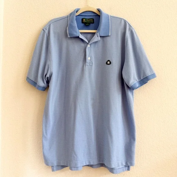 Brooks‎ Brothers St Andrews Links Mens Blue Short Sleeve Golf Polo Shirt Large