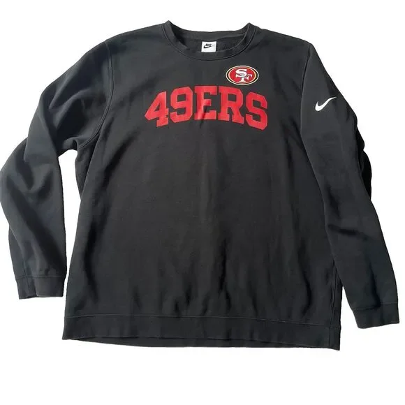 San Francisco 49ers Nike Sweatshirt Mens XXL 2XL Black Crewneck NFL Football EUC