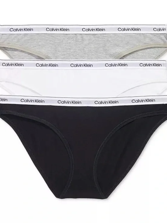 NWT Calvin Klein Girls 3-Pack Bikini Briefs in Black, White, Gray S