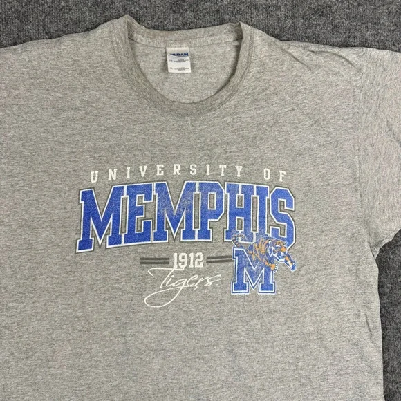Gildan T-Shirt Mens XL Gray University of Memphis Tigers Graphic Short Sleeve
