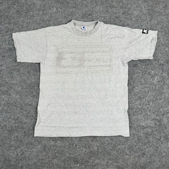 Starter T-Shirt Mens Size Medium Gray Cotton Blend Vintage Made in USA Stain