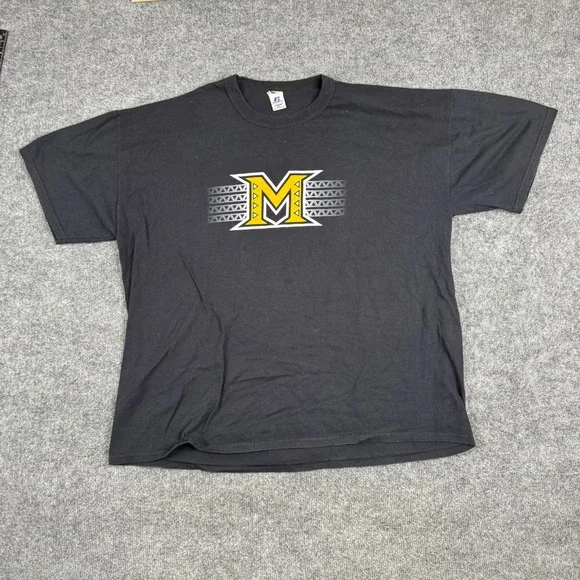 Russell Athletic T-Shirt Mens XXL Black Graphic M Short Sleeve Crewneck Cotton
