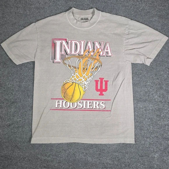 Slam Indiana Hoosiers Basketball Graphic T-Shirt Mens Medium Gray IU NCAA