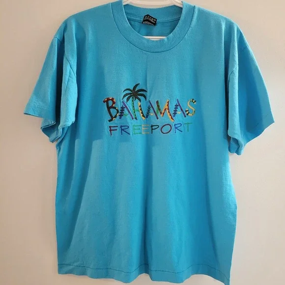 Vintage Bahamas Freeport Short Sleeve T-Shirt Size‎ Large Single Stitch Blue