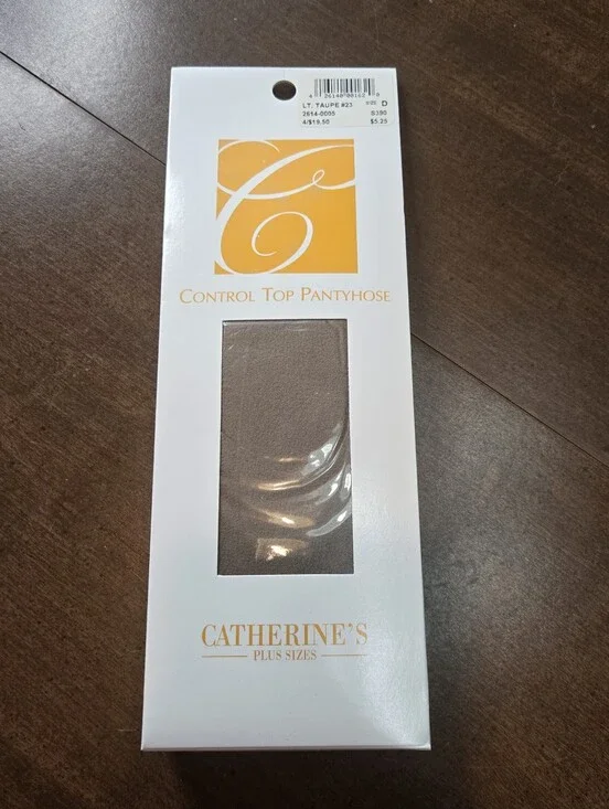 New Vintage Catherines Control Top Nylon Pantyhose Plus Size D Light Taupe
