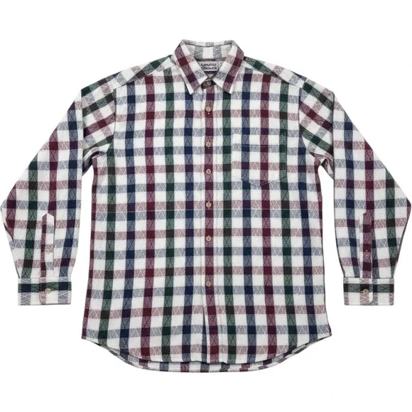 Lemon Grass Men's Button-Up Shirt XL Plaid Long Sleeve Cotton Blend Casual