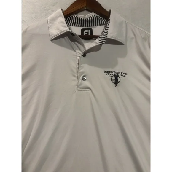 FootJoy FJ Golf Polo Shirt Mens XL White Short Sleeve Robert Trent Jones Golf‎