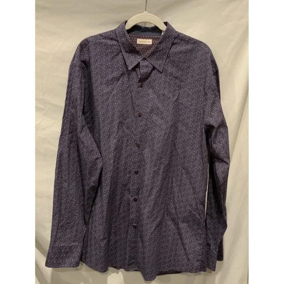 Sable & Stone Shirt Mens 2XL Blue Geometric Print Long‎ Sleeve Button Up Casual