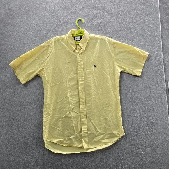 Ralph Lauren Men Button Up Shirt L Yellow Embroidered Blake Casual Shirt READ