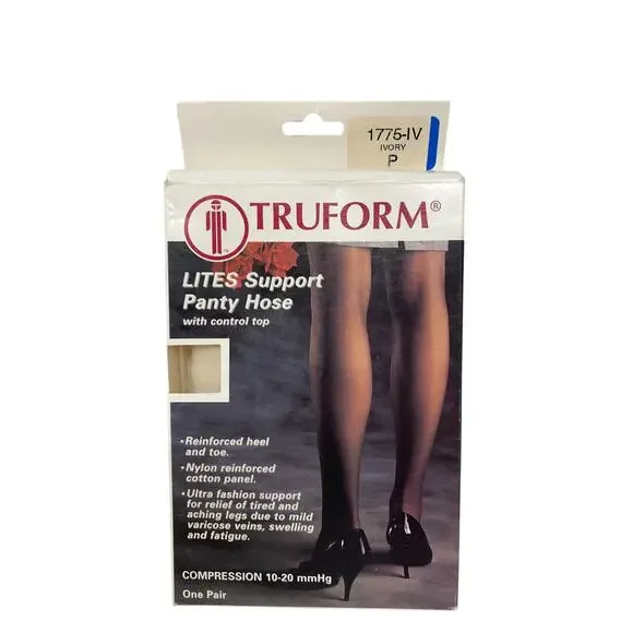 Truform Lites Support Panty Hose Compression Ivory Size P 1775-IV Control Top