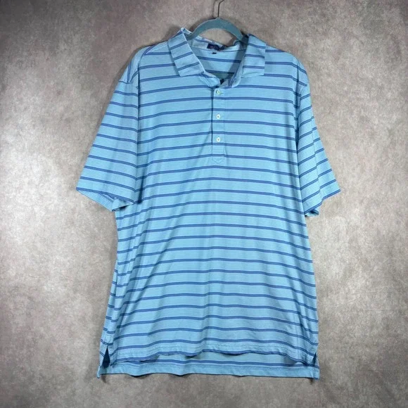 Stitch Golf Polo‎ Shirt Mens XL Blue Striped Performance Short Sleeve Stretch