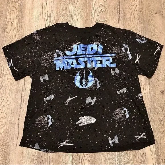 DISNEY - Store Star Wars Jedi Master Death Star All Over Print T-Shirt Men's 2XL