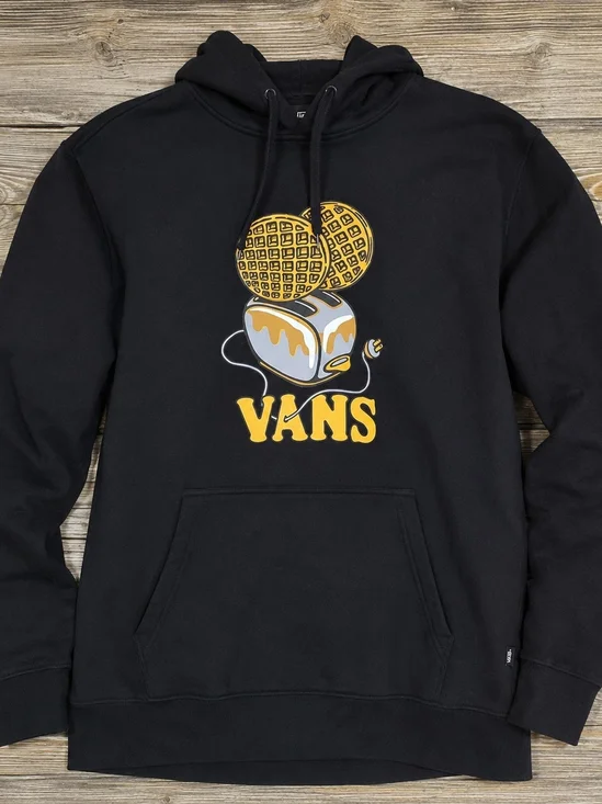 Vans Men's Black Waffle Toaster Graphic Pullover Hoodie Size Small