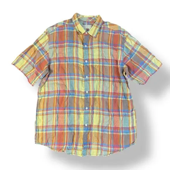 The‎ Territory Ahead Linen Button Up Tee Men’s Size L Multicolor Hiking Beachy