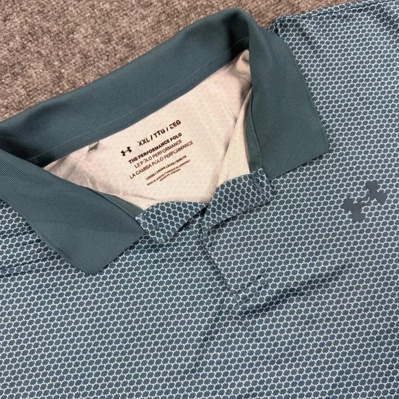 Under Armour Performance Polo‎ XXL Blue Geometric Honeycomb Print Men's