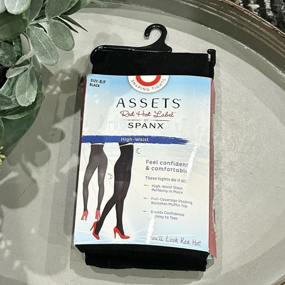 SPANX ASSETS Red Hot Label High Waist Shaping Tights‎ Black Size 6/F