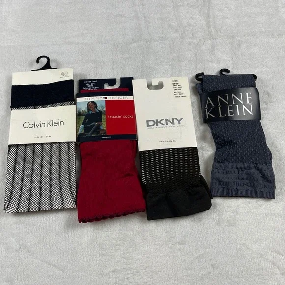 4pk Designer Knee High Trouser Socks Calvin Klein Tommy Hilfiger DKNY Anne Klein