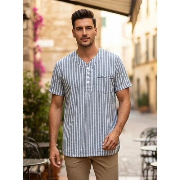 The Vermont‎ Country Store Men's Seersucker Striped Nightshirt Size XL Cotton