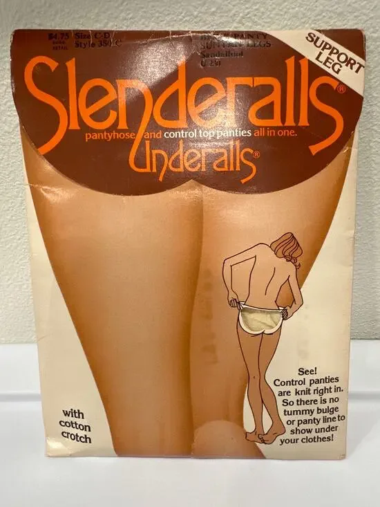 NEW Vintage 80’s Woman Slenderalls Control Top Beige Panty Suntan Legs  Size C-D