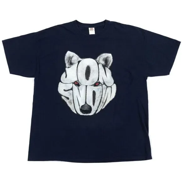 Game Of Thrones Jon‎ Snow Wolf Graphic Print T-Shirt Navy Size 2XL