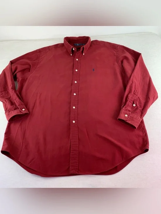 Ralph Lauren men's XXL long sleeve Blake corduroy Button-Down Shirt in red