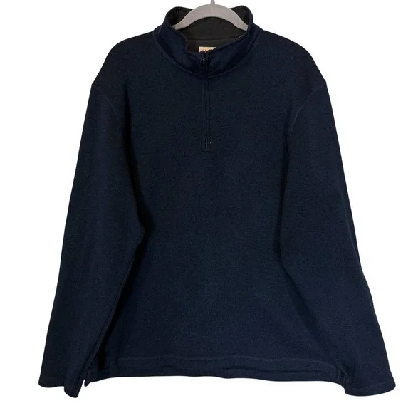 Wrangler Sweatshirt Mens Large Blue 1/4 Zip Fleece Mock Neck‎ Pullover Casual